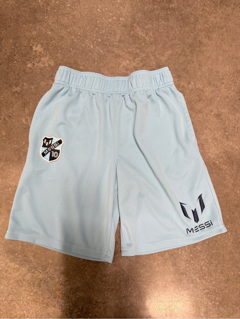 Messi Light Blue Boys' Athletic Shorts      size 10-12